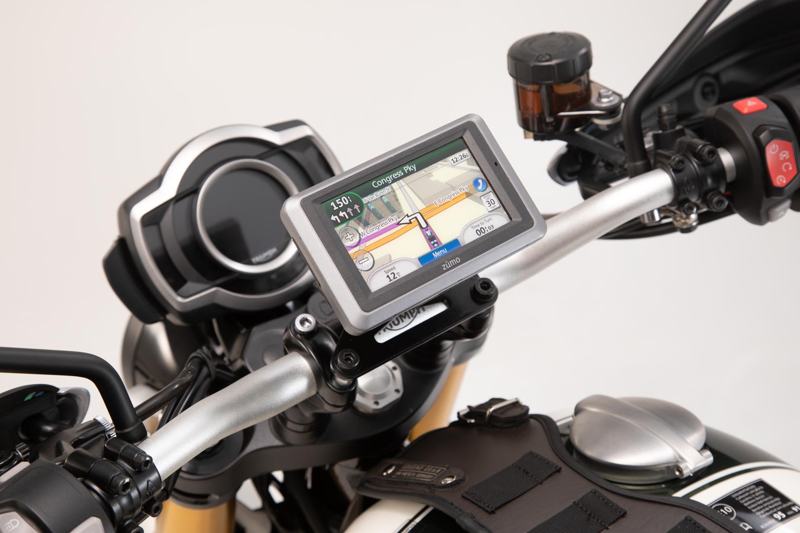 GPS Mount For Handlebar Black Honda Suzuki Triumph Models Maddocks