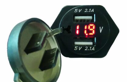 USBDIN-VM - Double USB Socket + Voltmeter Battery for DIN Socket (BMW Type)