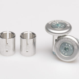 Bar end grip protector Silver. Includes 14mm & 18mm internal fittings.