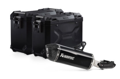 TRAX ADV aluminum case system + Akrapovic Black. 45/37 l. BMW R 1250 GS/Adv/Rallye (18-).