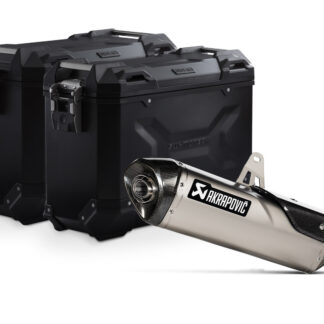 TRAX ADV aluminum case system + Akrapovic Black. 45/37 l. Triumph Tiger 900 (19-23).